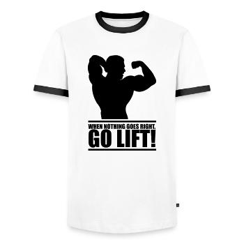 go_lift - Men's Ringer Shirt - white/black - Front - AI Model Female 172 light (172cm) & AI Model Male 178 dark (178cm)