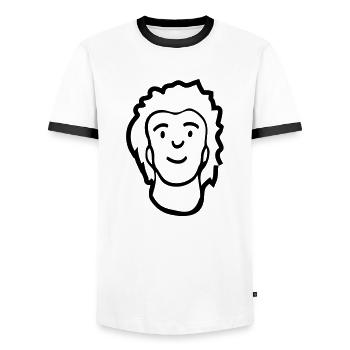 maennliches gesicht kopf mann junge comic cartoon - Männer Kontrast-T-Shirt - Weiß/Schwarz - Vorne - AI Model Female 172 light (172cm) & AI Model Male 178 dark (178cm)