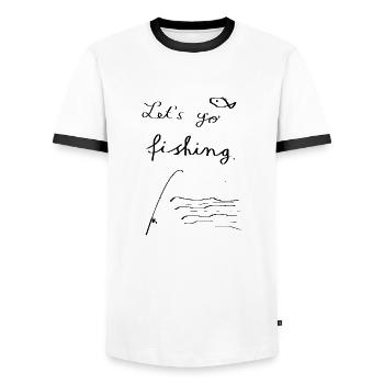 Angeln Fischen - Männer Kontrast-T-Shirt - Weiß/Schwarz - Vorne - AI Model Female 172 light (172cm) & AI Model Male 178 dark (178cm)