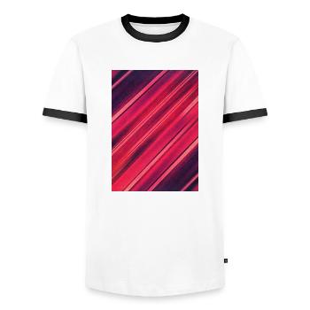 Abstract minimal texture (red/black) - Phone case - T-shirt contrasté Homme - blanc/noir - Devant - AI Model Female 172 light (172cm) & AI Model Male 178 dark (178cm)