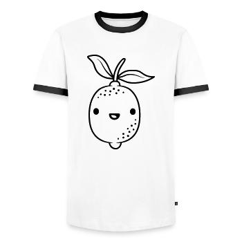 Cartoon kawaii lemon - Men's Ringer Shirt - white/black - Front - AI Model Female 172 light (172cm) & AI Model Male 178 dark (178cm)