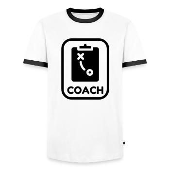 Coach Coaching Trainer Sport Entraineur Team - Men's Ringer Shirt - white/black - Front - AI Model Female 172 light (172cm) & AI Model Male 178 dark (178cm)