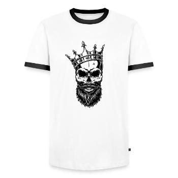 Skull skull with crown - Men's Ringer Shirt - white/black - Front - AI Model Female 172 light (172cm) & AI Model Male 178 dark (178cm)