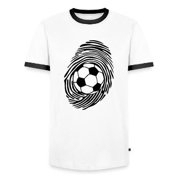 soccer soccer fingerprint ball - Men's Ringer Shirt - white/black - Front - AI Model Female 172 light (172cm) & AI Model Male 178 dark (178cm)