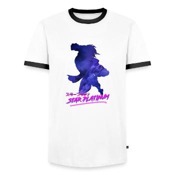 Star Platinum Outrun - Men's Ringer Shirt - white/black - Front - AI Model Female 172 light (172cm) & AI Model Male 178 dark (178cm)