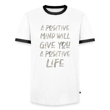 Inspiration Motivation Writing Saying English - Men's Ringer Shirt - white/black - Front - AI Model Female 172 light (172cm) & AI Model Male 178 dark (178cm)