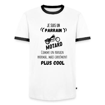 Je suis un parrain motard cool humour citation - T-shirt contrasté Homme - blanc/noir - Devant - AI Model Female 172 light (172cm) & AI Model Male 178 dark (178cm)