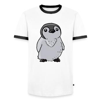 Pinguin Baby - Männer Kontrast-T-Shirt - Weiß/Schwarz - Vorne - AI Model Female 172 light (172cm) & AI Model Male 178 dark (178cm)