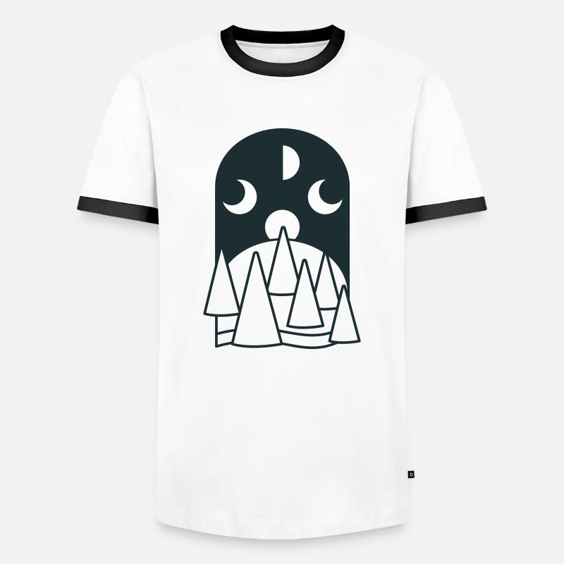 BOHO Mondphasen bogen mit Wald - Männer Kontrast-T-Shirt - Weiß/Schwarz