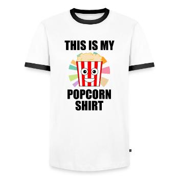 Popcorn Chef Ironic Saying Manger du maïs - T-shirt contrasté Homme - blanc/noir - Devant - AI Model Female 172 light (172cm) & AI Model Male 178 dark (178cm)