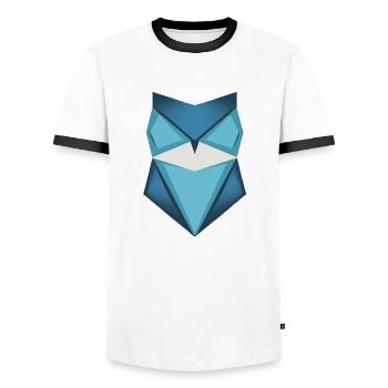 Blue Owl Origami Art - Men's Ringer Shirt - white/black - Front - AI Model Female 172 light (172cm) & AI Model Male 178 dark (178cm)