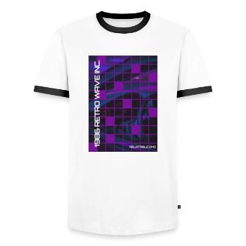 '86 Retro Wave Synthwave Car Interior - Männer Kontrast-T-Shirt - Weiß/Schwarz - Vorne - AI Model Female 172 light (172cm) & AI Model Male 178 dark (178cm)