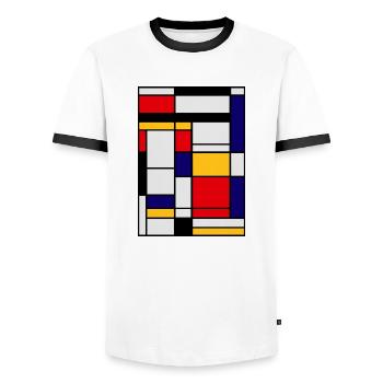 Peinture abstraite - T-shirt contrasté Homme - blanc/noir - Devant - AI Model Female 172 light (172cm) & AI Model Male 178 dark (178cm)