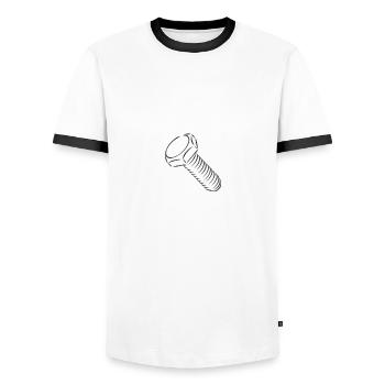Screw You!!! - Men's Ringer Shirt - white/black - Front - AI Model Female 172 light (172cm) & AI Model Male 178 dark (178cm)