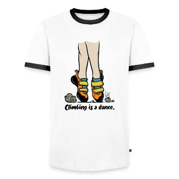 Climbing is a dance - colored - Männer Kontrast-T-Shirt - Weiß/Schwarz - Vorne - AI Model Female 172 light (172cm) & AI Model Male 178 dark (178cm)