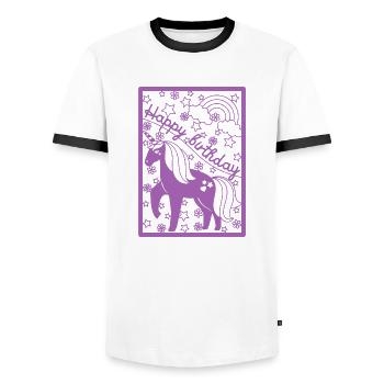 Anniversaire pour les enfants - T-shirt contrasté Homme - blanc/noir - Devant - AI Model Female 172 light (172cm) & AI Model Male 178 dark (178cm)