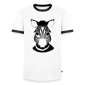 Fun Zebra Cartoon Nature Animal Safari Vector 5 - Men's Ringer Shirt - white/black - Front - AI Model Female 172 light (172cm) & AI Model Male 178 dark (178cm)