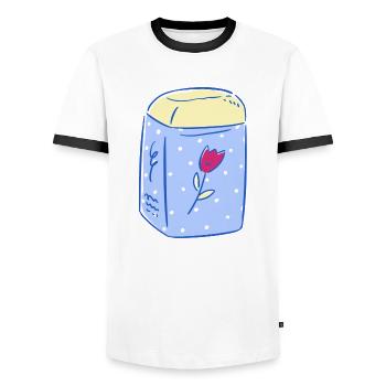 pot senteur fleur. - T-shirt contrasté Homme - blanc/noir - Devant - AI Model Female 172 light (172cm) & AI Model Male 178 dark (178cm)