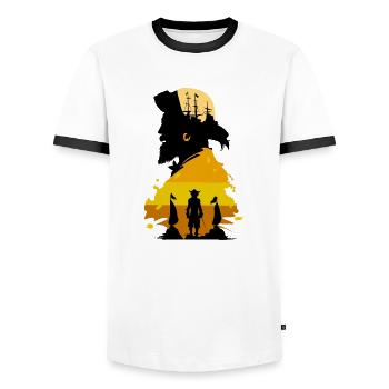 The spirit of piracy - Men's Ringer Shirt - white/black - Front - AI Model Female 172 light (172cm) & AI Model Male 178 dark (178cm)