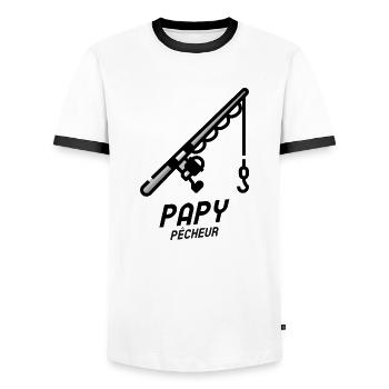 Cadeau papy pêcheur - T-shirt contrasté Homme - blanc/noir - Devant - AI Model Female 172 light (172cm) & AI Model Male 178 dark (178cm)