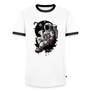 Astronaut on the moon - Men's Ringer Shirt - white/black - Front - AI Model Female 172 light (172cm) & AI Model Male 178 dark (178cm)