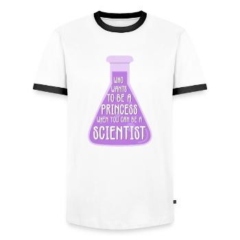 Science Wissenschaftlerin Chemikerin Chemielehrer - Männer Kontrast-T-Shirt - Weiß/Schwarz - Vorne - AI Model Female 172 light (172cm) & AI Model Male 178 dark (178cm)