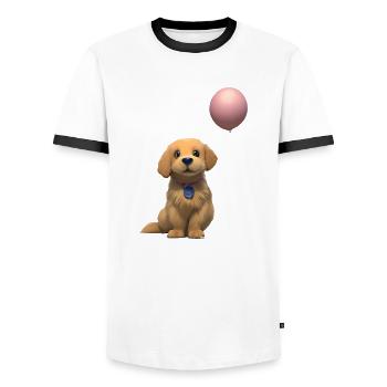 Dog Owner Golden Retriever Dog Puppy Dogs - Men's Ringer Shirt - white/black - Front - AI Model Female 172 light (172cm) & AI Model Male 178 dark (178cm)