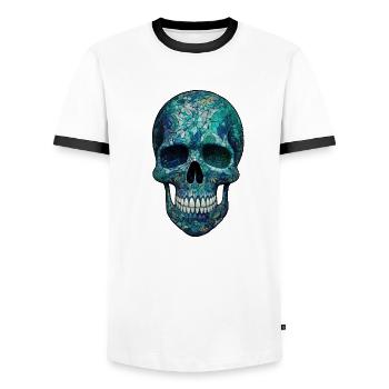 Azure Glass Skull - Men's Ringer Shirt - white/black - Front - AI Model Female 172 light (172cm) & AI Model Male 178 dark (178cm)