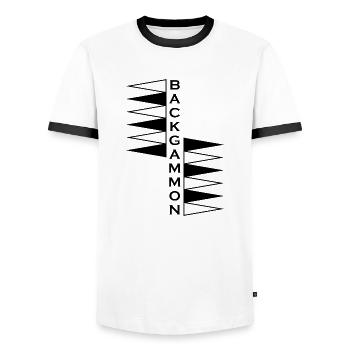 boardgame chess backgammon game night - Männer Kontrast-T-Shirt - Weiß/Schwarz - Vorne - AI Model Female 172 light (172cm) & AI Model Male 178 dark (178cm)