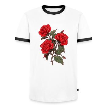 3 Rote Rosen Vintage Cool Floral Flowers Lover Wortspiel - Männer Kontrast-T-Shirt - Weiß/Schwarz - Vorne - AI Model Female 172 light (172cm) & AI Model Male 178 dark (178cm)