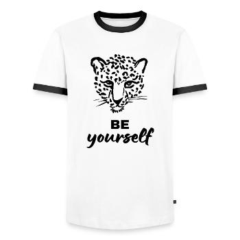 GEPARD - Männer Kontrast-T-Shirt - Weiß/Schwarz - Vorne - AI Model Female 172 light (172cm) & AI Model Male 178 dark (178cm)