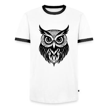 Owl Owl Bird Birds - Men's Ringer Shirt - white/black - Front - AI Model Female 172 light (172cm) & AI Model Male 178 dark (178cm)