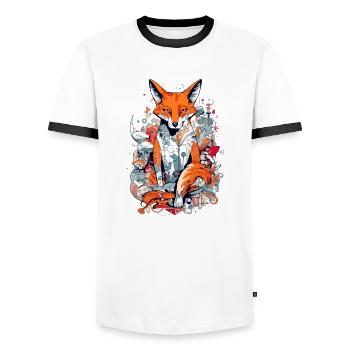 Master Fox - T-shirt contrasté Homme - blanc/noir - Devant - AI Model Female 172 light (172cm) & AI Model Male 178 dark (178cm)