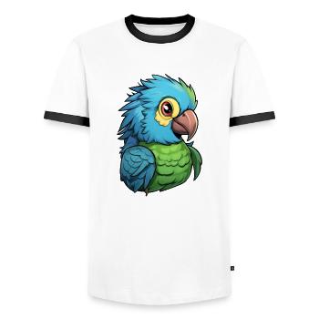 Parrot - Men's Ringer Shirt - white/black - Front - AI Model Female 172 light (172cm) & AI Model Male 178 dark (178cm)