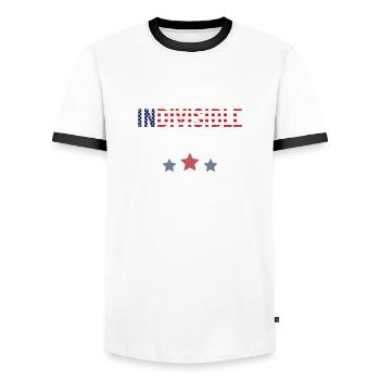 we are indivisible - T-shirt contrasté Homme - blanc/noir - Devant - AI Model Female 172 light (172cm) & AI Model Male 178 dark (178cm)