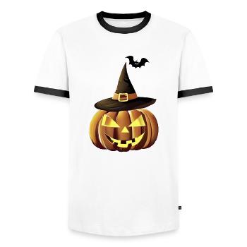 Pumpkin Costume Gift Halloween Pumpkin Costume - Men's Ringer Shirt - white/black - Front - AI Model Female 172 light (172cm) & AI Model Male 178 dark (178cm)