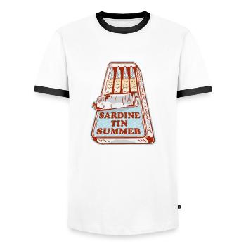 Sardines Été - T-shirt contrasté Homme - blanc/noir - Devant - AI Model Female 172 light (172cm) & AI Model Male 178 dark (178cm)