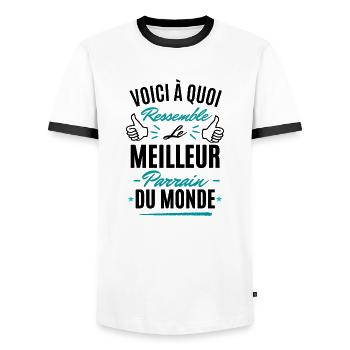 Le Meilleur Parrain du Monde - Cadeau Humour - T-shirt contrasté Homme - blanc/noir - Devant - AI Model Female 172 light (172cm) & AI Model Male 178 dark (178cm)