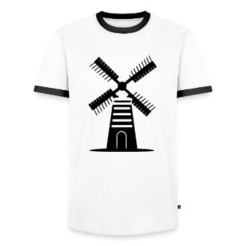 moulin a vent - T-shirt contrasté Homme - blanc/noir - Devant - AI Model Female 172 light (172cm) & AI Model Male 178 dark (178cm)