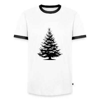 O fir tree snow covered fir spruce xmas - Men's Ringer Shirt - white/black - Front - AI Model Female 172 light (172cm) & AI Model Male 178 dark (178cm)