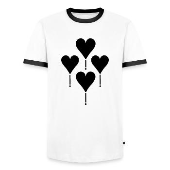 Herz-Luftballons - Männer Kontrast-T-Shirt - Weiß/Schwarz - Vorne - AI Model Female 172 light (172cm) & AI Model Male 178 dark (178cm)