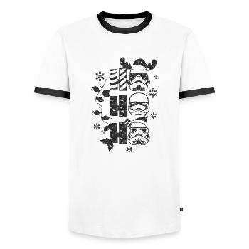 Weihnachten Weihnachtsmann Weihnachtsmann ungezogene Feiertage Winter - Männer Kontrast-T-Shirt - Weiß/Schwarz - Vorne - AI Model Female 172 light (172cm) & AI Model Male 178 dark (178cm)