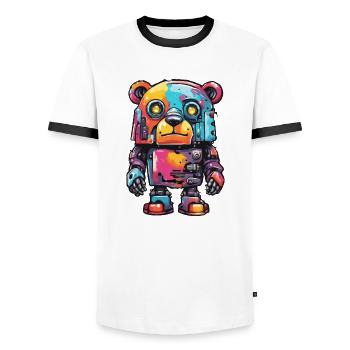 Robot Animal / AI / Mechanized Animals / Comic - Men's Ringer Shirt - white/black - Front - AI Model Female 172 light (172cm) & AI Model Male 178 dark (178cm)