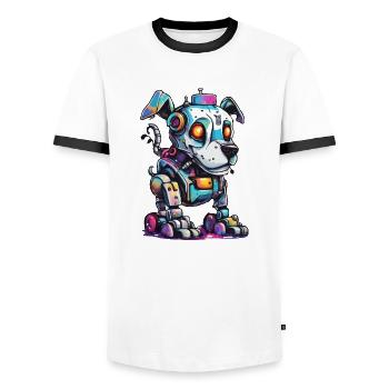 Robot Animal / AI / Mechanized Animals / Comic - Men's Ringer Shirt - white/black - Front - AI Model Female 172 light (172cm) & AI Model Male 178 dark (178cm)