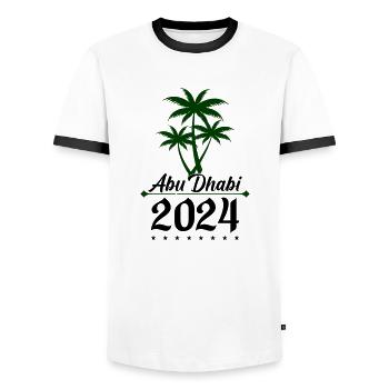 abu dhabi 2024 palmen - Männer Kontrast-T-Shirt - Weiß/Schwarz - Vorne - AI Model Female 172 light (172cm) & AI Model Male 178 dark (178cm)