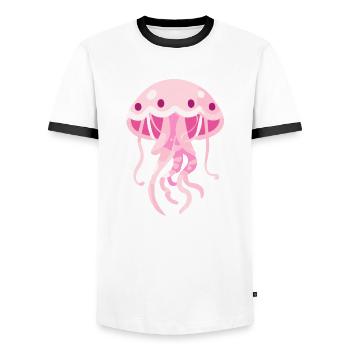 Pink Jellyfish - Men's Ringer Shirt - white/black - Front - AI Model Female 172 light (172cm) & AI Model Male 178 dark (178cm)
