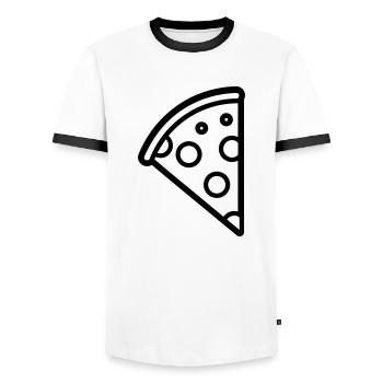 Pizza slice - Men's Ringer Shirt - white/black - Front - AI Model Female 172 light (172cm) & AI Model Male 178 dark (178cm)