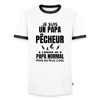 PAPA PECHEUR - T-shirt contrasté Homme - blanc/noir - Devant - AI Model Female 172 light (172cm) & AI Model Male 178 dark (178cm)