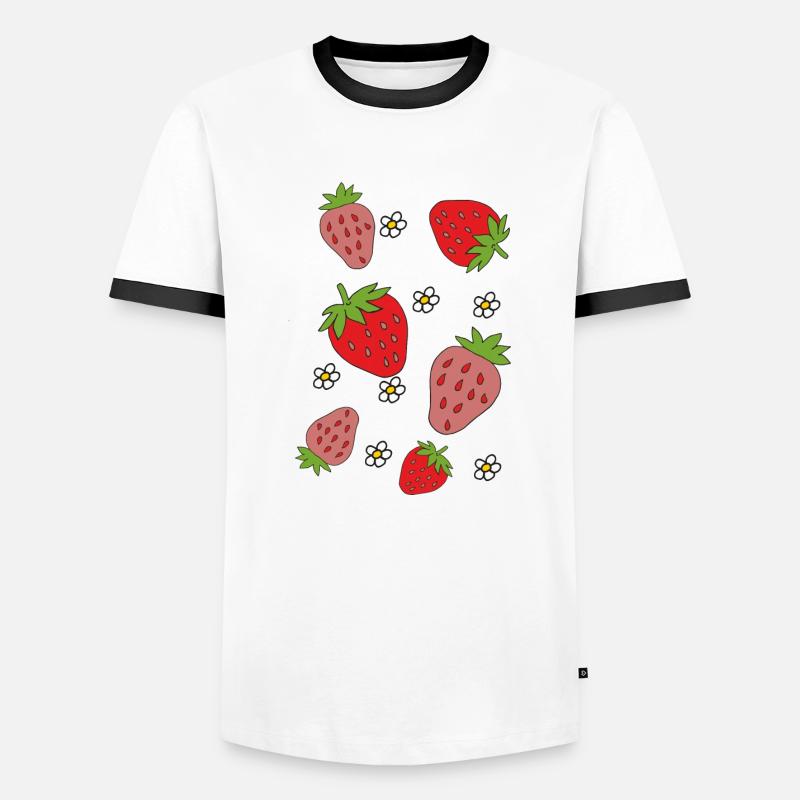 erdbeeren - Männer Kontrast-T-Shirt - Weiß/Schwarz