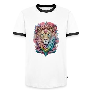 Löwe Wasserfarbe - Männer Kontrast-T-Shirt - Weiß/Schwarz - Vorne - AI Model Female 172 light (172cm) & AI Model Male 178 dark (178cm)